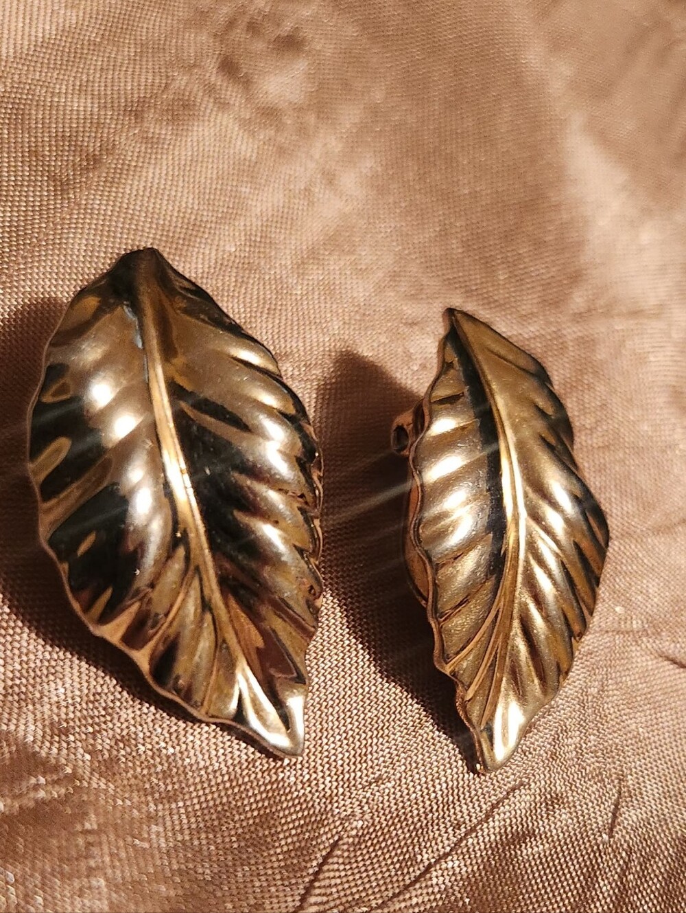 Gold Leaf Clip-On Earrings - Picture 3 of 4